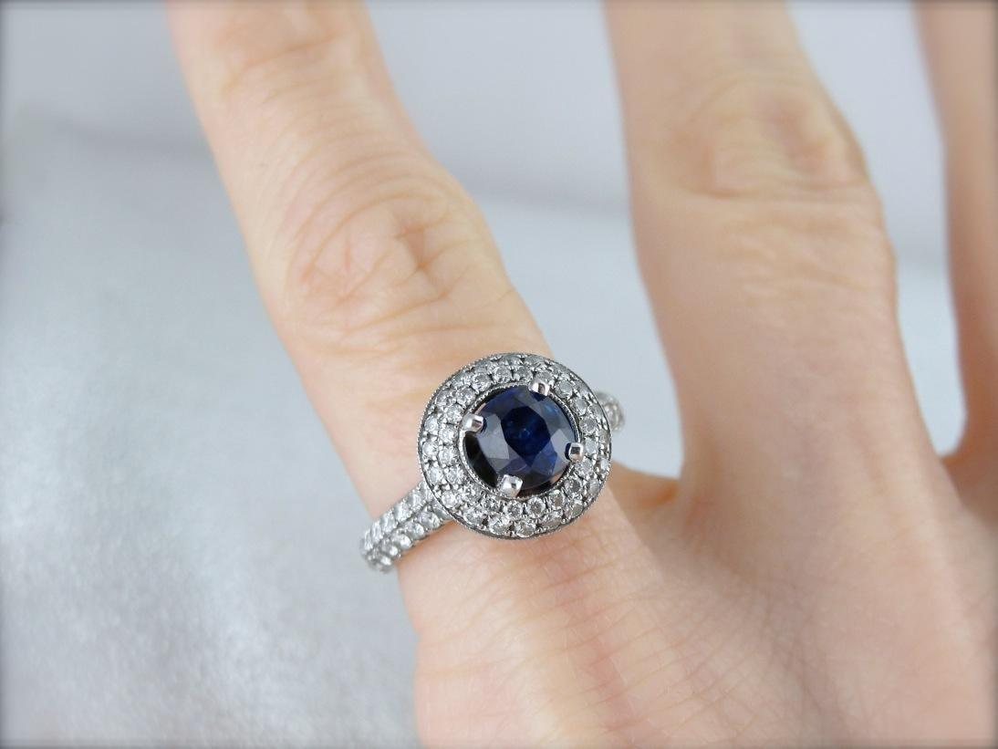 Contemporary Sapphire and Diamond Engagement Ring
