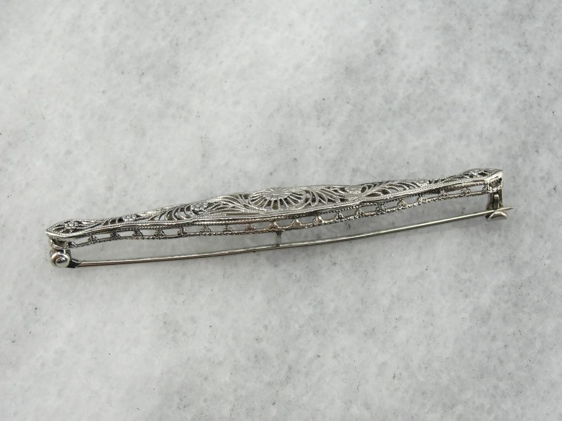 Floral Filigree, Art Deco Bar Pin