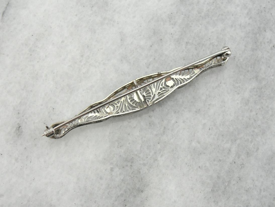 Floral Filigree, Art Deco Bar Pin