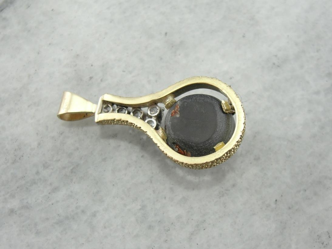 Cat's Eye Sillimanite and Diamond Pendant