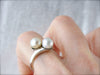Timeless Pearl Bypass Ring, Double Pearl Cocktail Ring