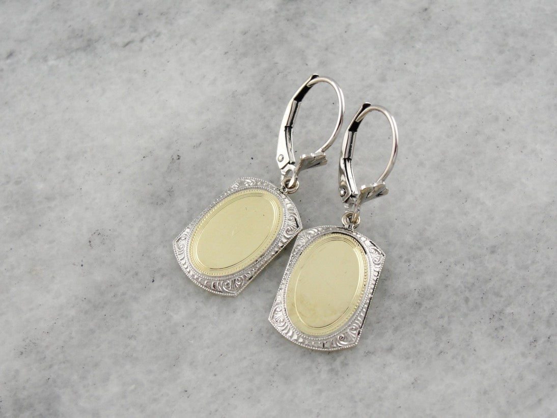 Mixed Metal Vintage Cufflink Earrings