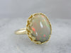 Smoky Ethiopian Opal and Sensual Vintage Gold Cocktail Ring
