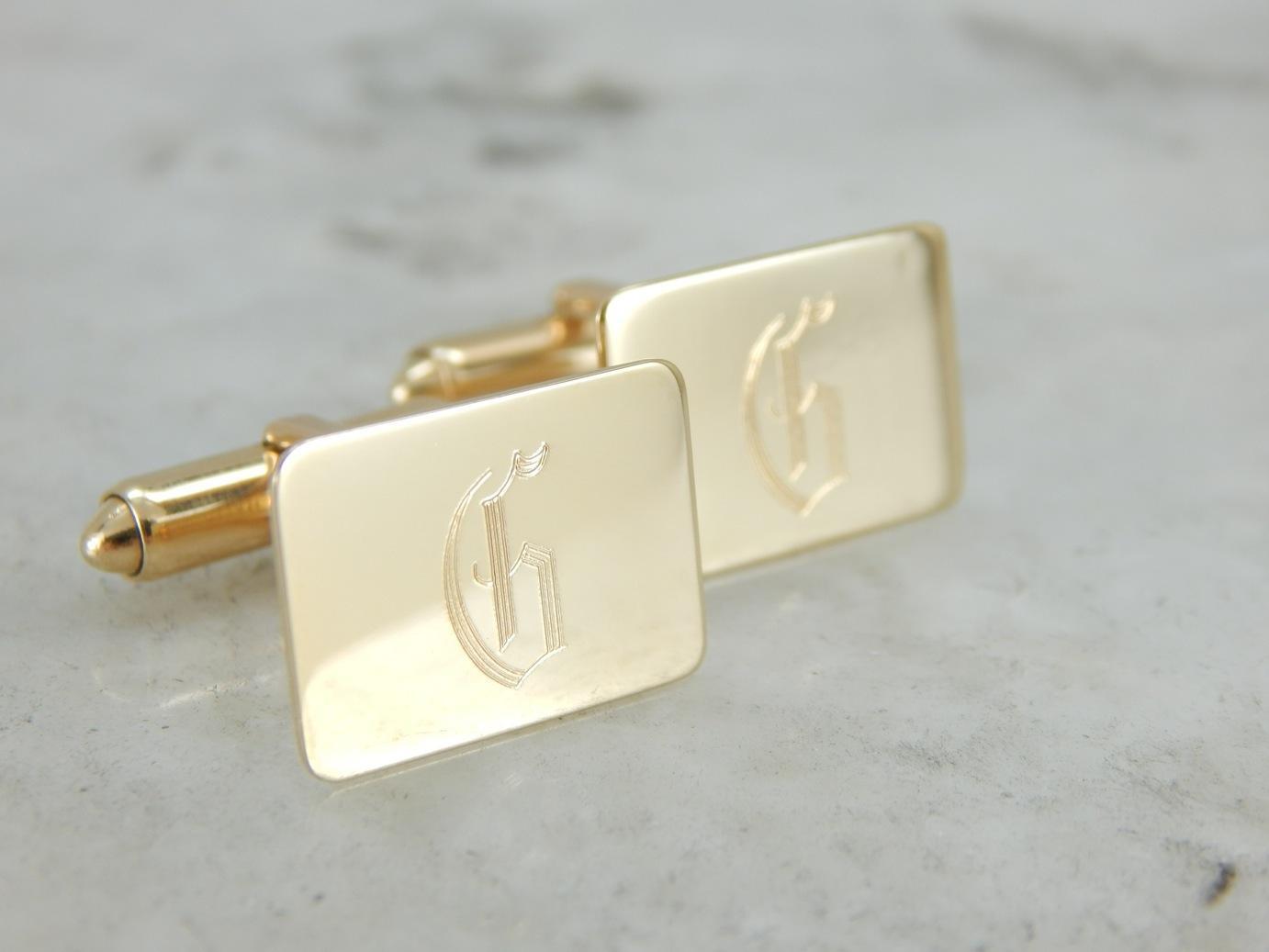 Gentleman's Monogram "G" Gold Cufflinks, Handsome Finery