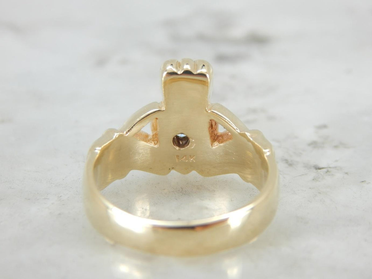 Substantial Claddagh Ring with Diamond
