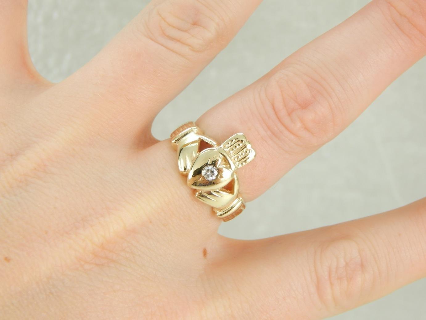 Substantial Claddagh Ring with Diamond