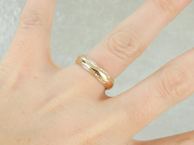 Faceted Edge Domed Gold Wedding Band