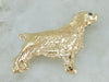 Detailed Show Dog Brooch with Sapphire Accent in Yellow Gold
