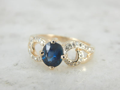 Modernist Sapphire and Diamond Ring for Day or Evening