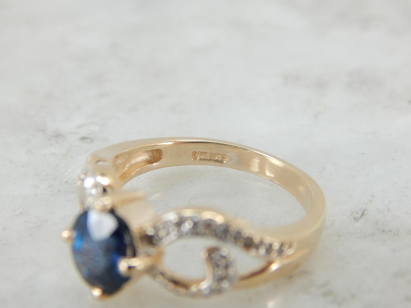 Modernist Sapphire and Diamond Ring for Day or Evening