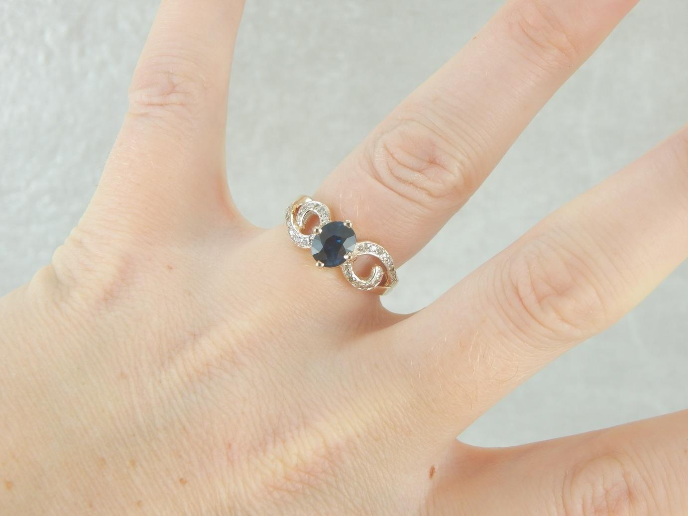 Modernist Sapphire and Diamond Ring for Day or Evening