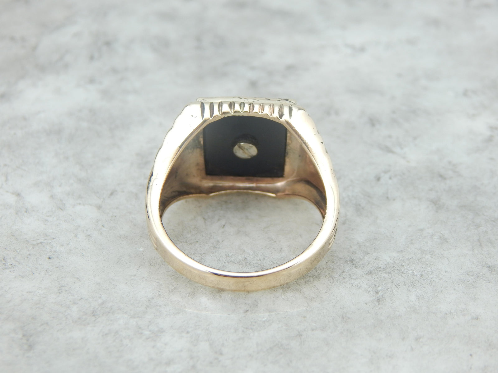 Enamel and Onyx Men's H Monogram Ring