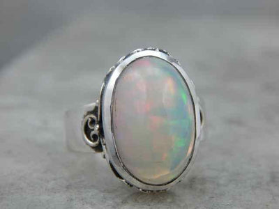 Exceptional Ethiopian Opal and Sterling Silver Ring