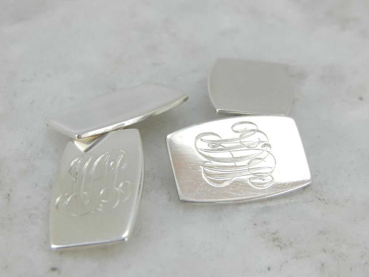 Vintage Sterling Silver Cufflinks, with "MCM" Monogram