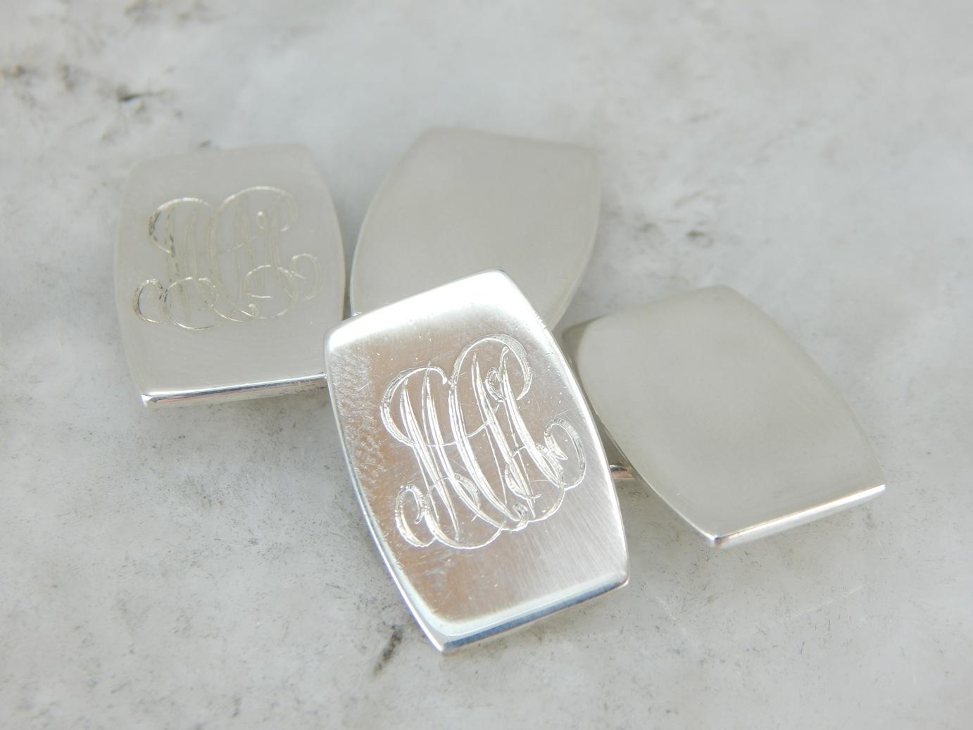 Vintage Sterling Silver Cufflinks, with "MCM" Monogram