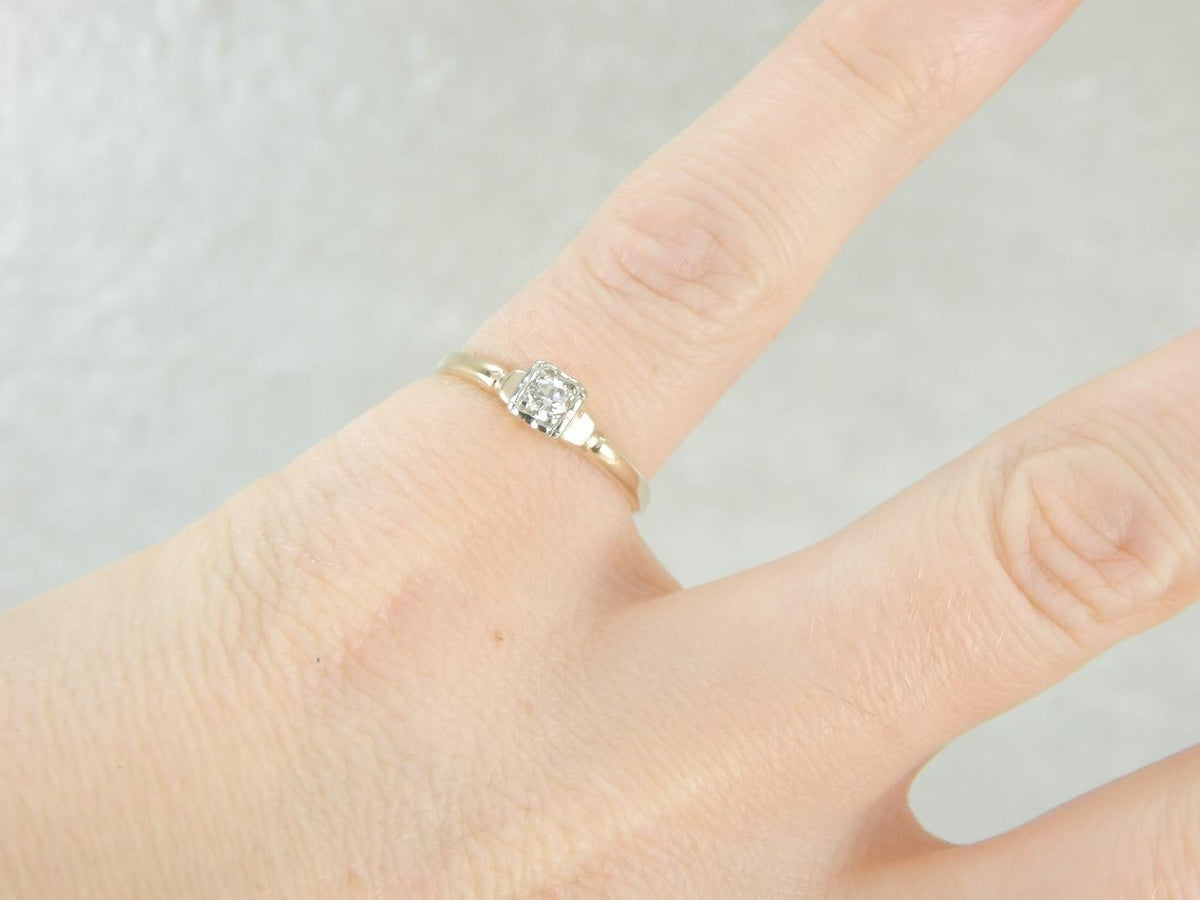 Classic Diamond Solitaire in Vintage Mounting with Illusion Head