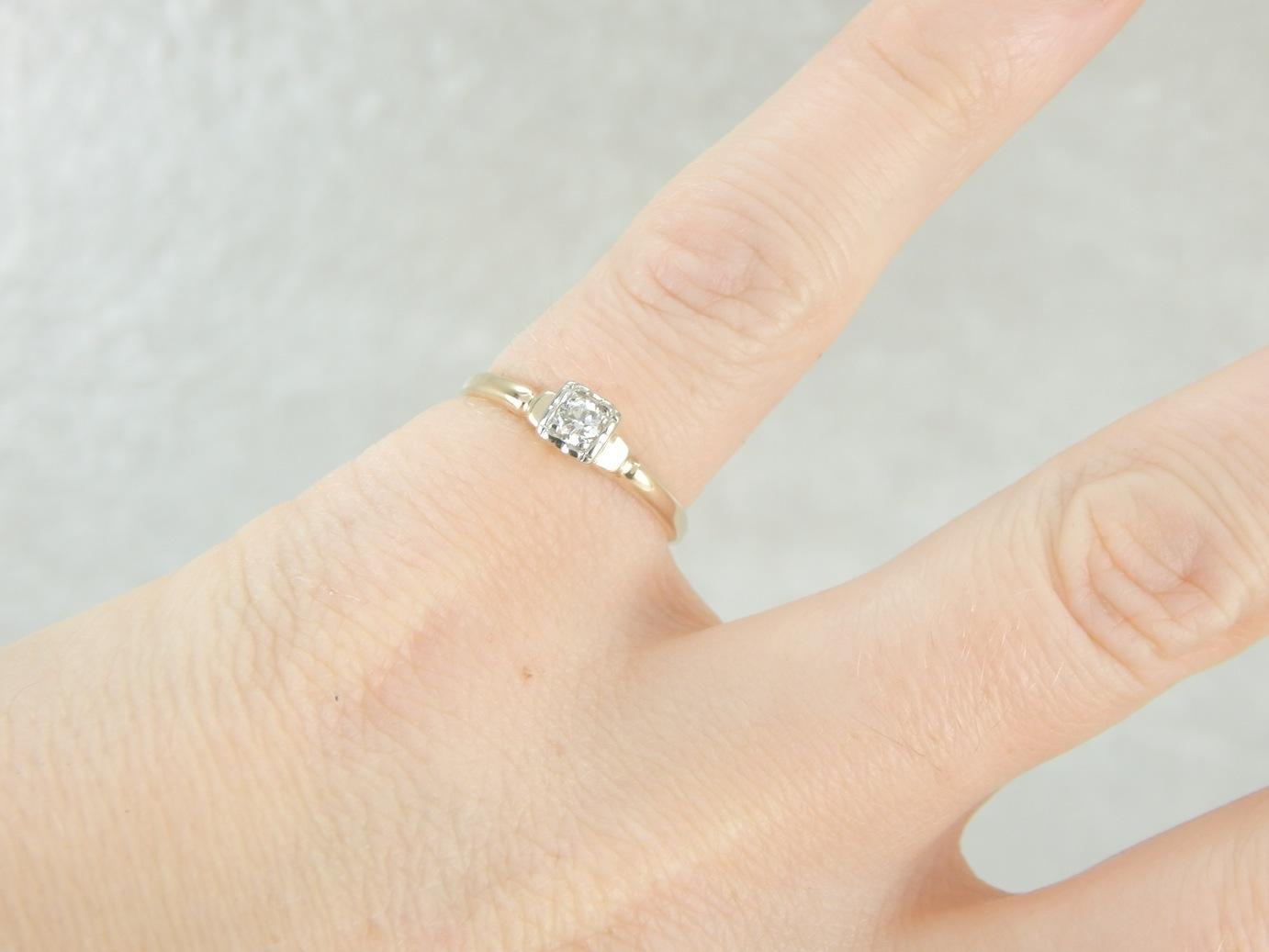 Classic Diamond Solitaire in Vintage Mounting with Illusion Head