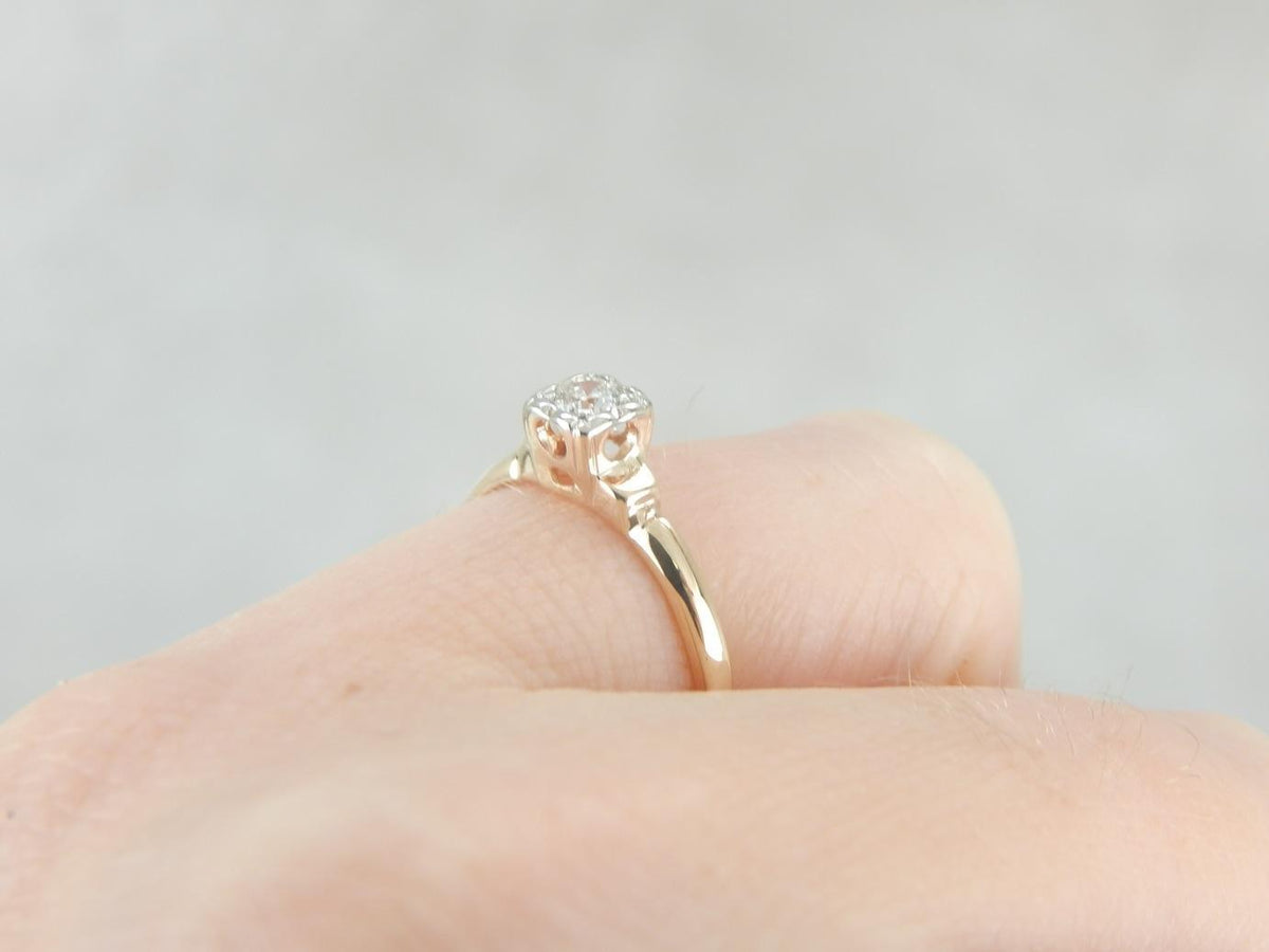 Classic Diamond Solitaire in Vintage Mounting with Illusion Head