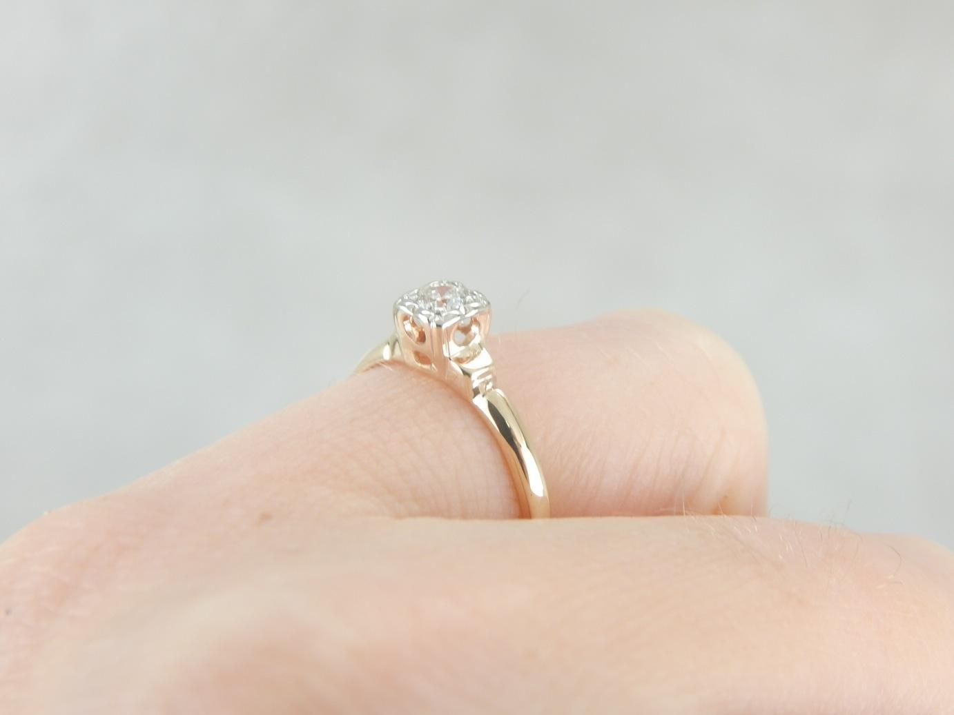 Classic Diamond Solitaire in Vintage Mounting with Illusion Head