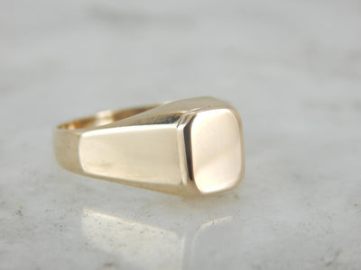 Unisex Signet Ring in Polished Yellow Gold