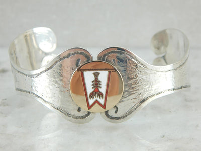 For the Lobstering Lady, a One of a Kind Cuff Bracelet in Gold and Silver