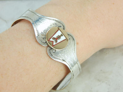 For the Lobstering Lady, a One of a Kind Cuff Bracelet in Gold and Silver