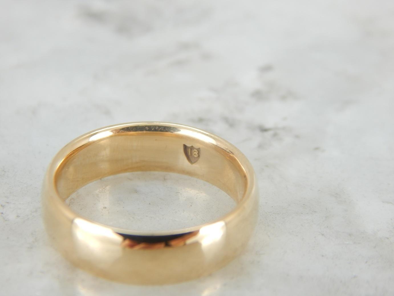 Traditional Yellow Gold Wedding Band, Weighty and Polished