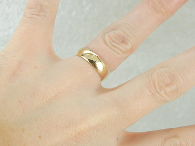 Traditional Yellow Gold Wedding Band, Weighty and Polished