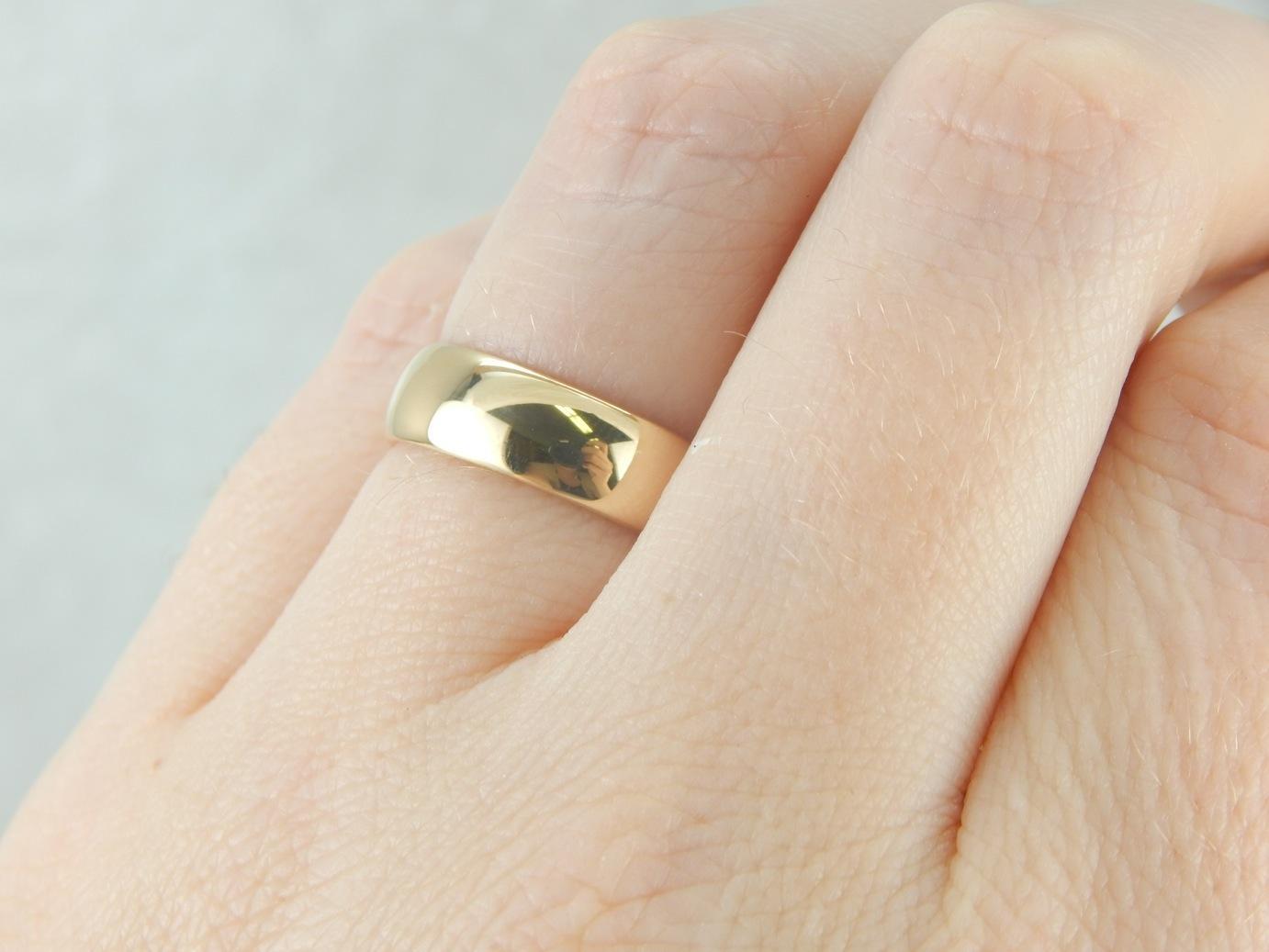 Traditional Yellow Gold Wedding Band, Weighty and Polished