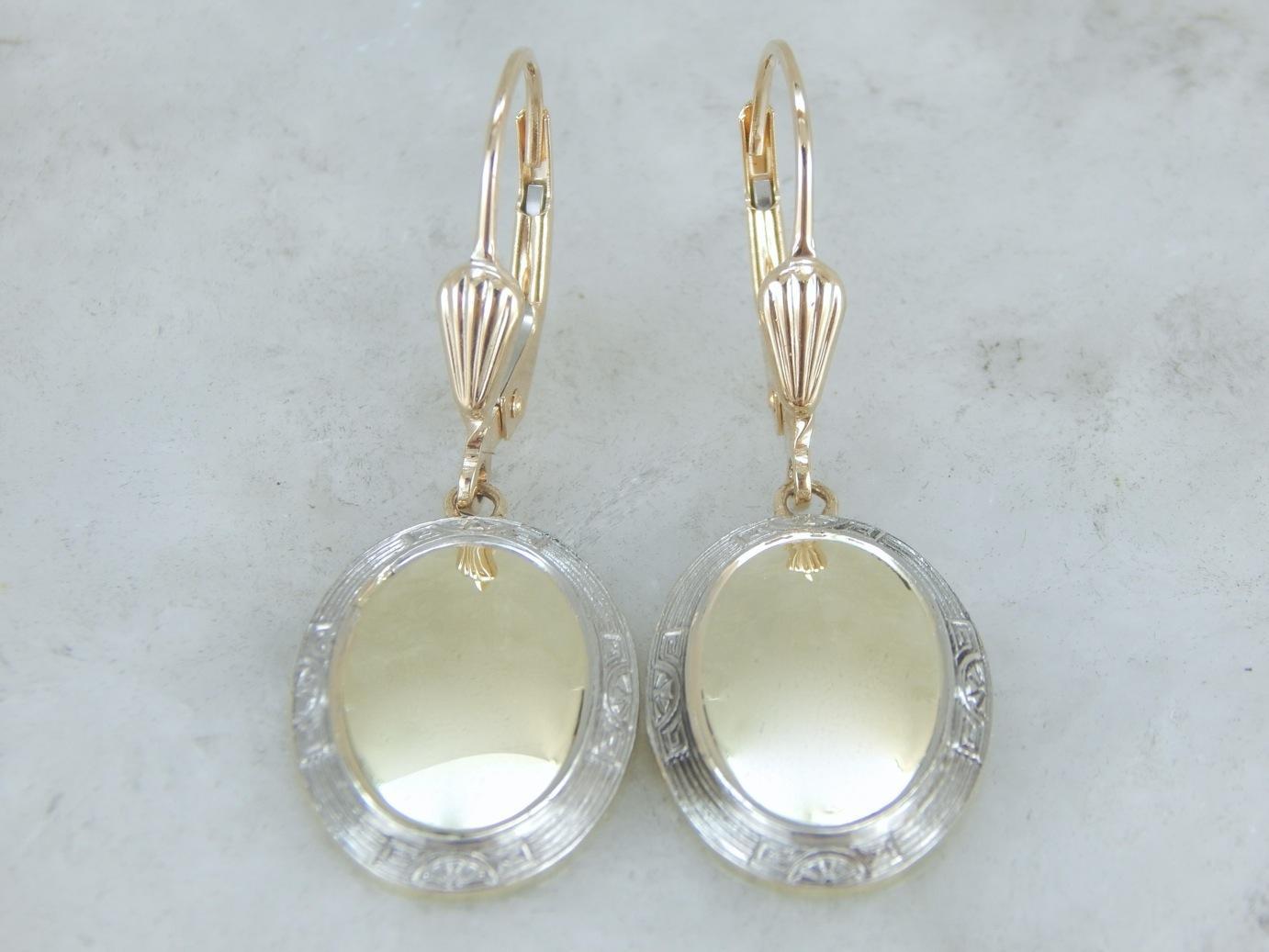 Retrofitted Antique Cufflink Earrings with Room for Monogram