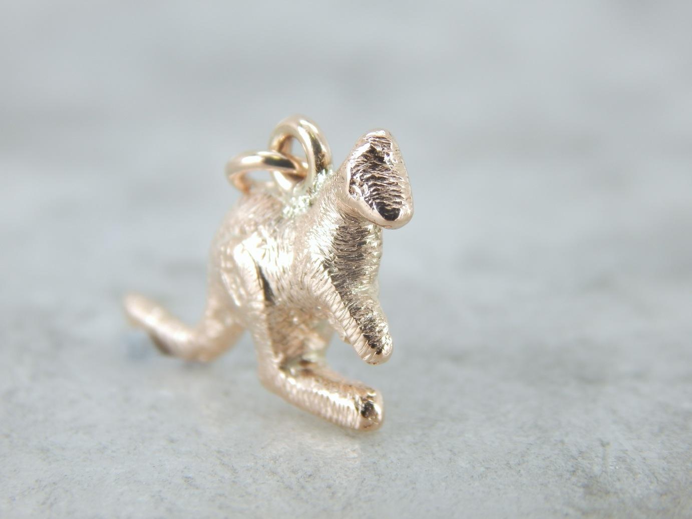 Textured 9 Carat Rose Gold Kangaroo Charm or Pendant