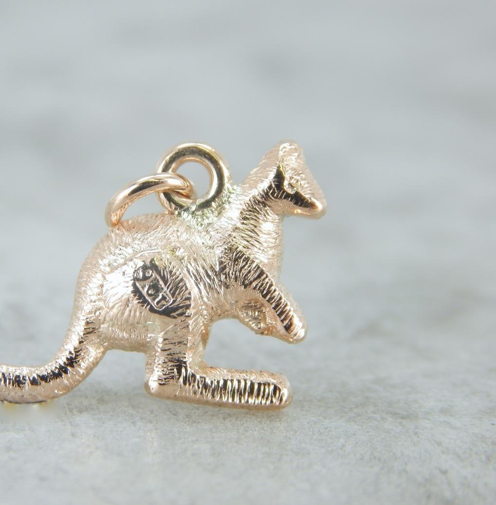 Textured 9 Carat Rose Gold Kangaroo Charm or Pendant