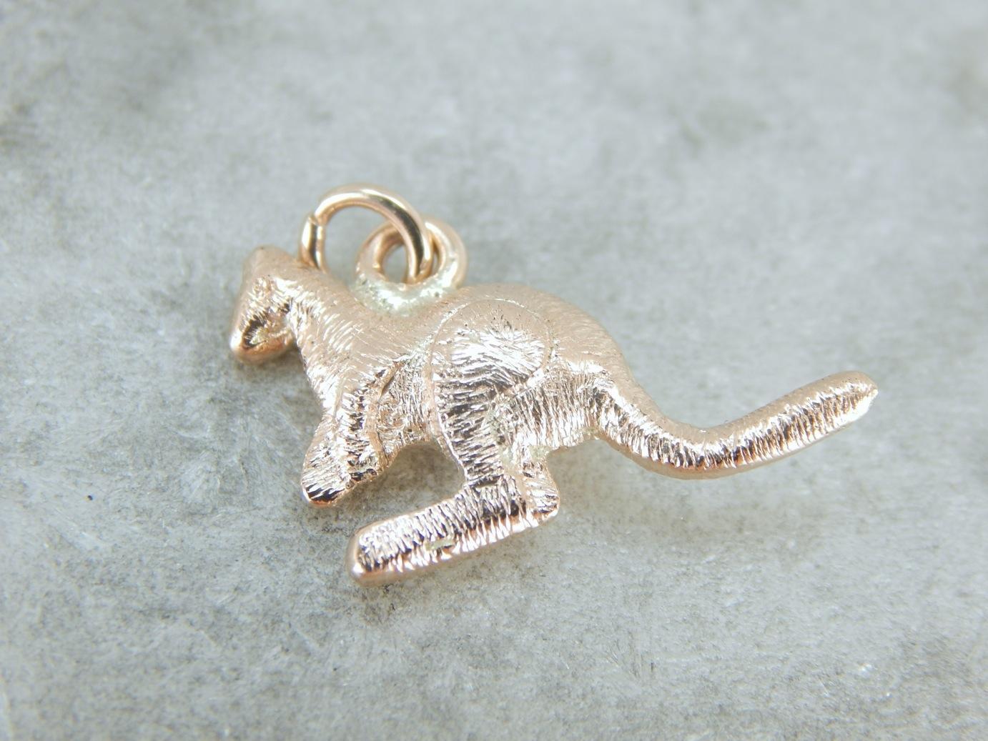 Textured 9 Carat Rose Gold Kangaroo Charm or Pendant