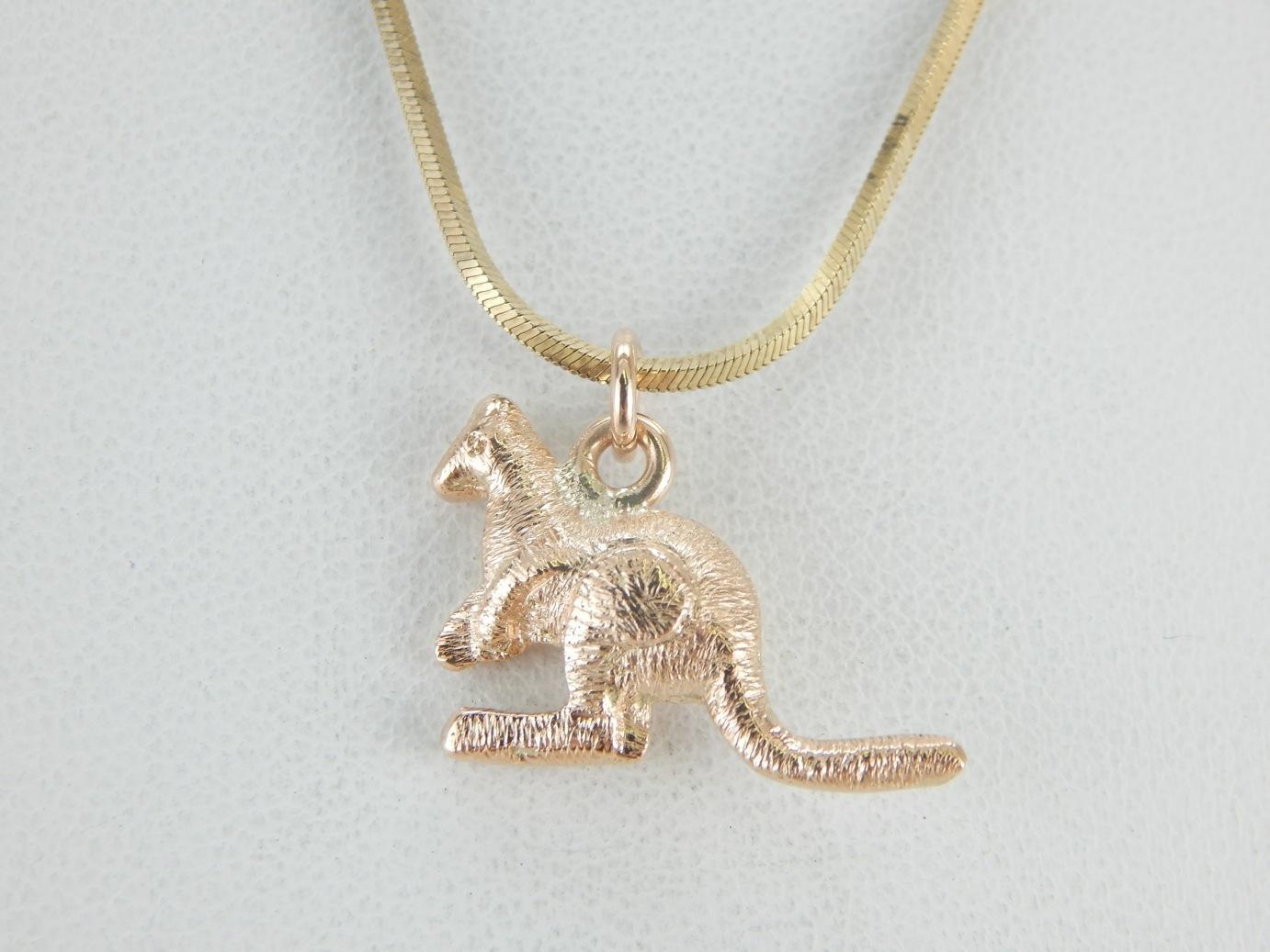 Textured 9 Carat Rose Gold Kangaroo Charm or Pendant