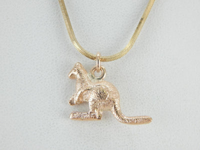 Textured 9 Carat Rose Gold Kangaroo Charm or Pendant