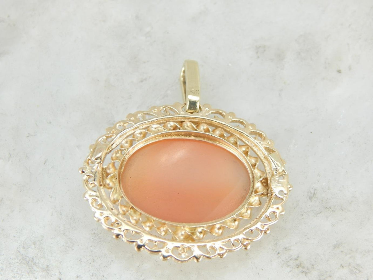 Chariot of the Gods, Carved Cameo Pendant in Ornate Frame