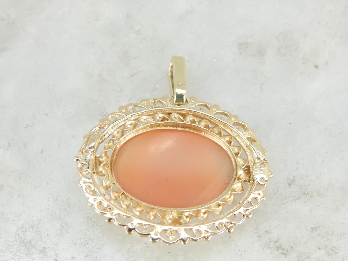 Chariot of the Gods, Carved Cameo Pendant in Ornate Frame