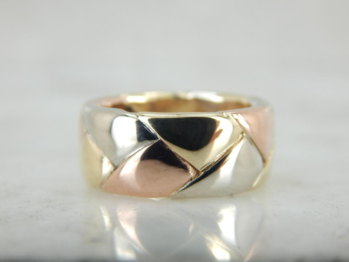 Mix Metal Braided Band for Wedding or Stacking