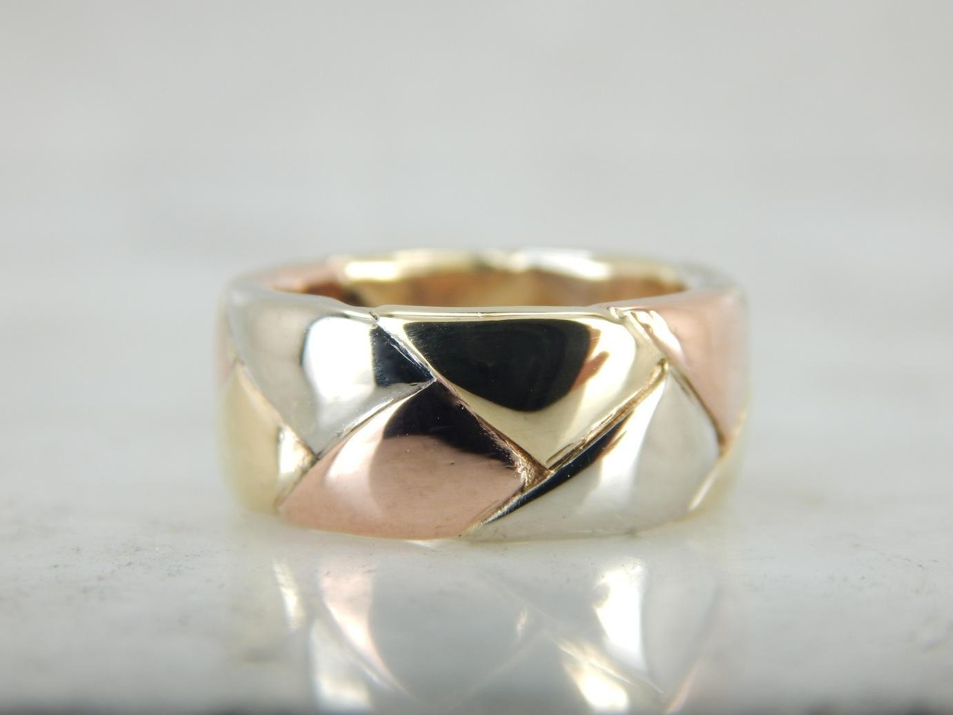 Mix Metal Braided Band for Wedding or Stacking