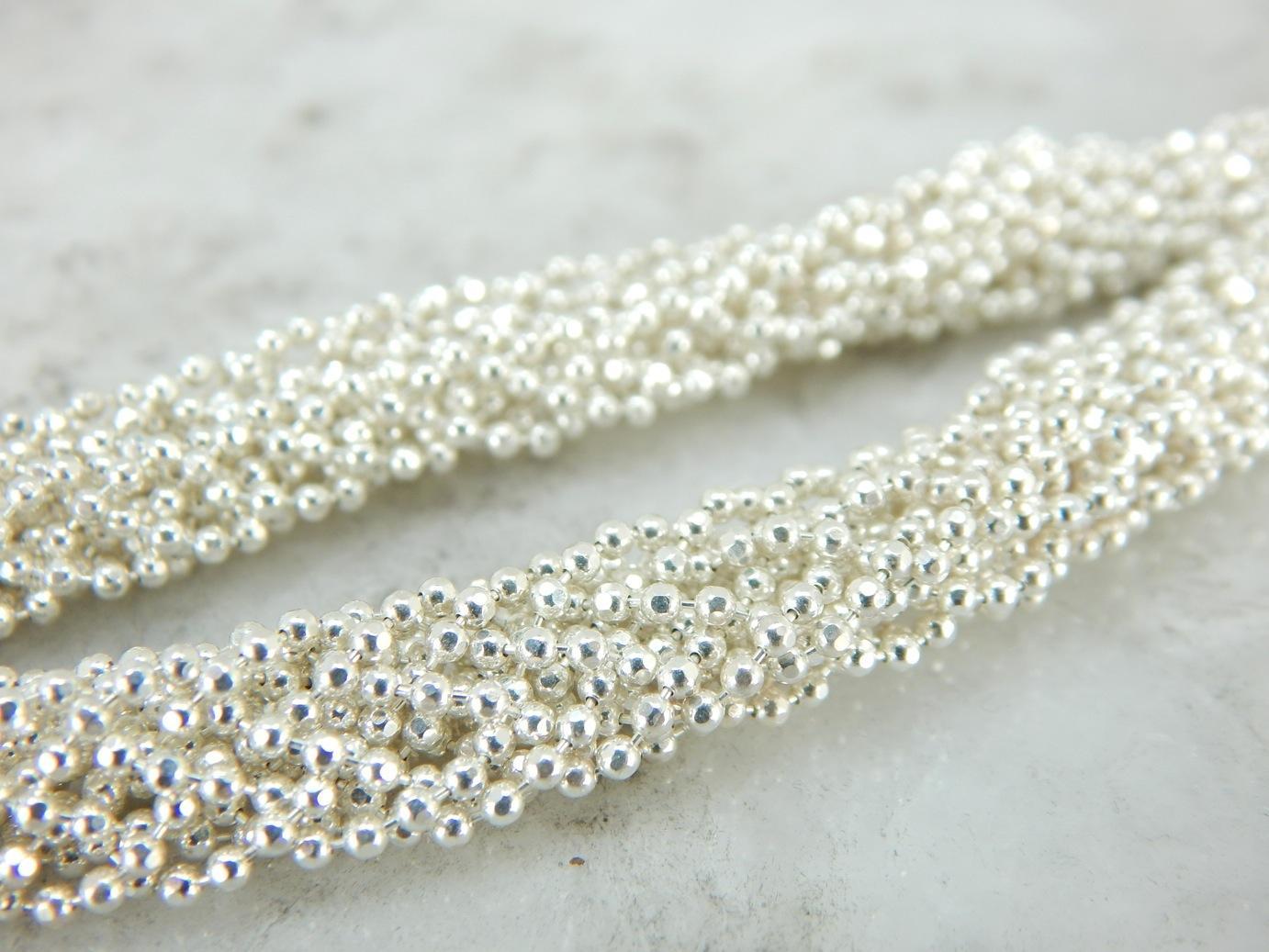Clean and Modern Woven Beaded Sterling Silver Necklace
