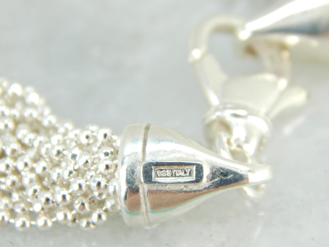 Clean and Modern Woven Beaded Sterling Silver Necklace