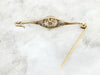 Antique Bar Pin with Art Nouveau Four Leaf Clover and Pearl Center
