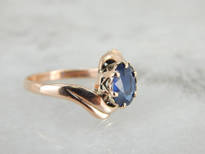 Sapphire Bypass Ring in Warm Rose Gold