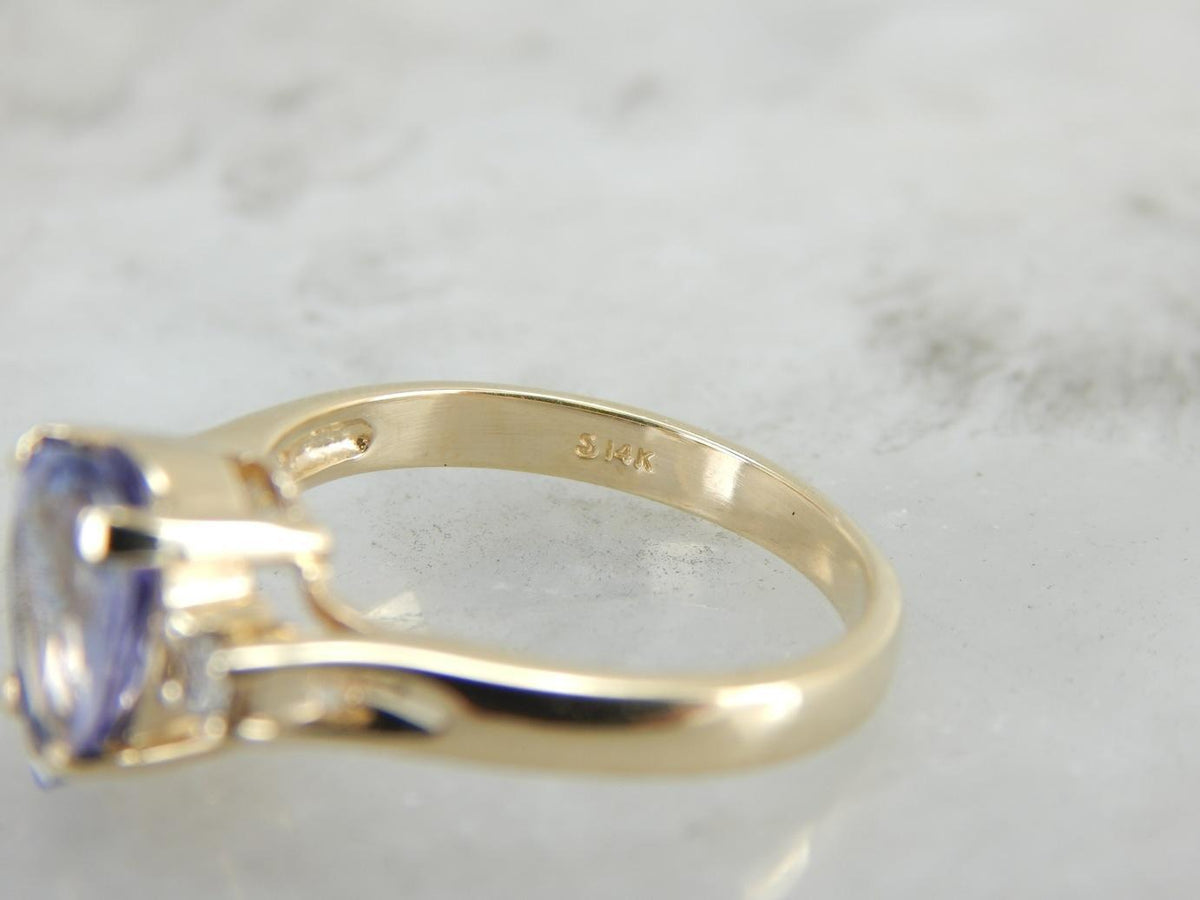 Tanzanite Teardrop, Indigo Gem and Diamond Cocktail Ring