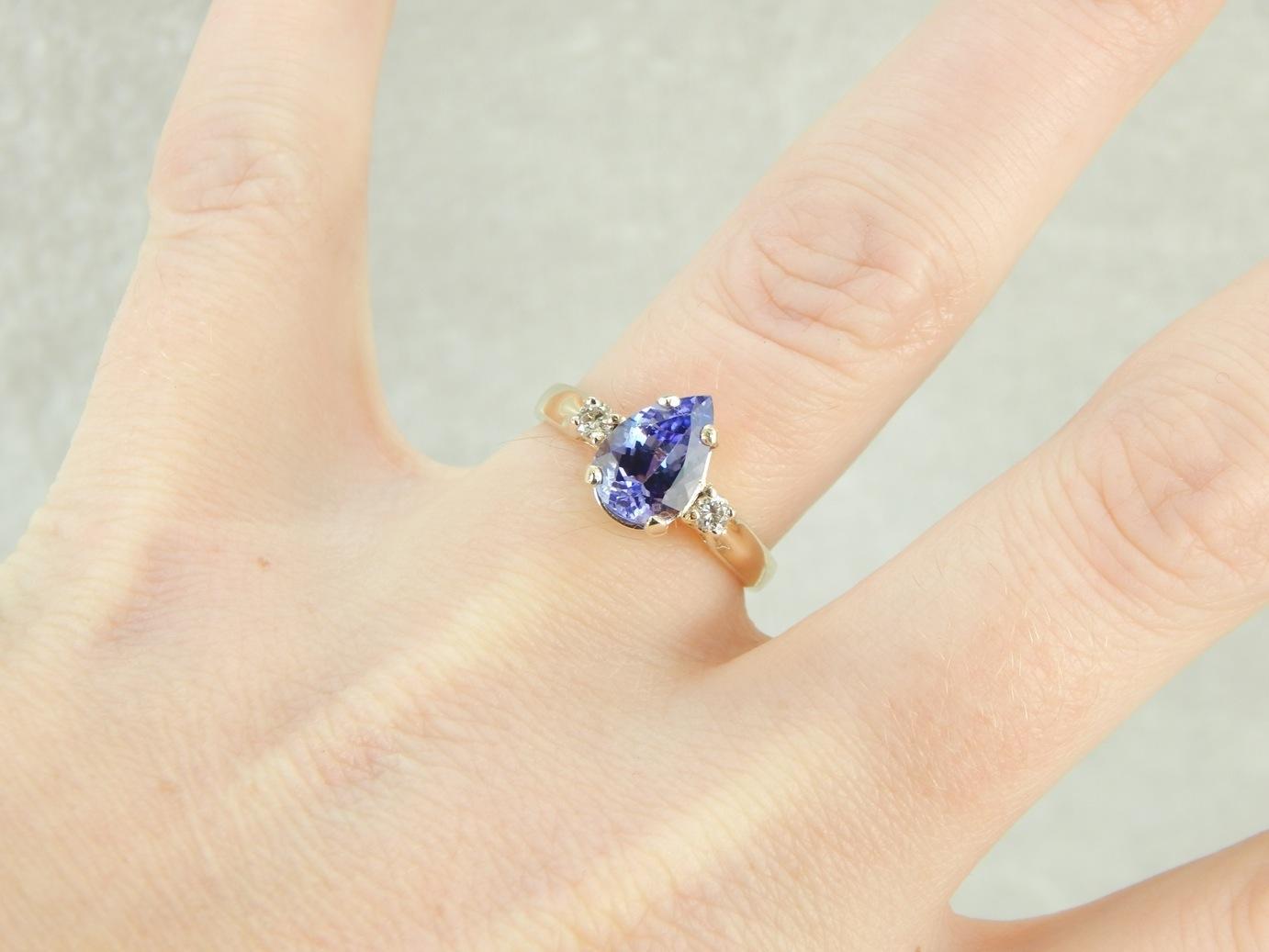 Tanzanite Teardrop, Indigo Gem and Diamond Cocktail Ring