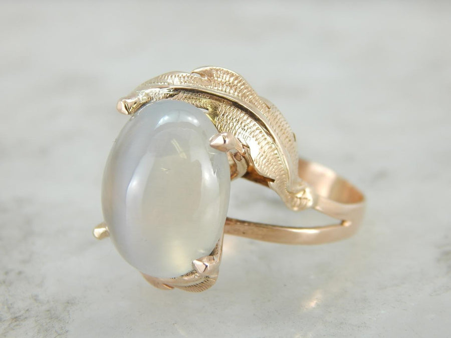 Ethereal Sillimanite Cocktail Ring with Feathered Shoulders
