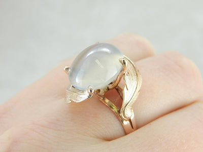 Ethereal Sillimanite Cocktail Ring with Feathered Shoulders