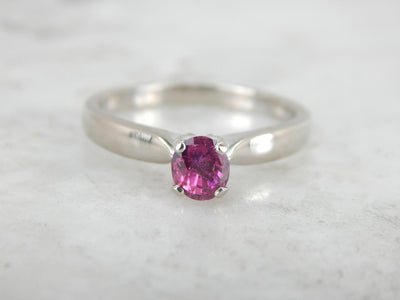 Pink Sapphire Solitaire White Gold Engagement Ring