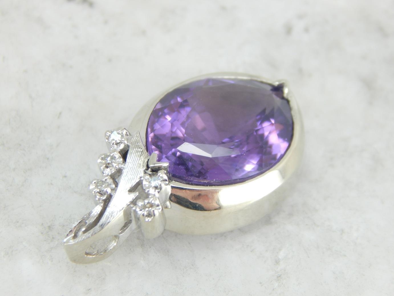 Marquise Cut Amethyst and Diamond Pendant