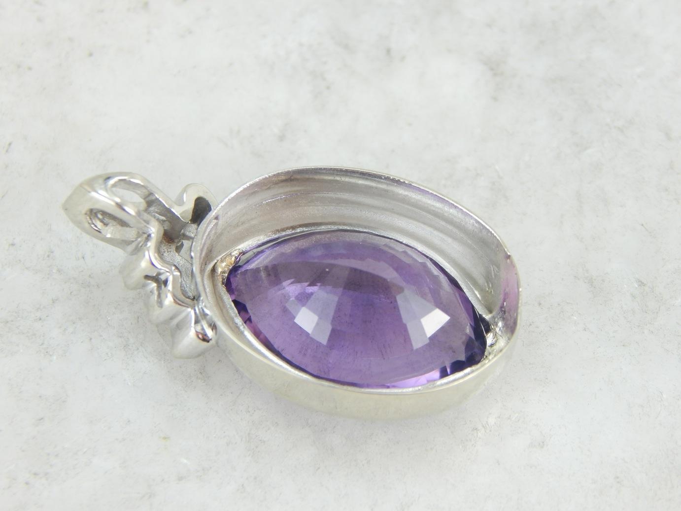 Marquise Cut Amethyst and Diamond Pendant